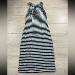 Roxy Grey Stripe High Neck Racerback Midi Sleeveless Dress